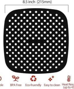 مواد متينة مواد مربعة هواء سلة سلة ، BPA Free (أسود)