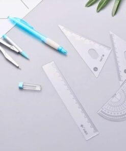 مجموعة أدوات هندسة المدرسة ، 7 قطع (أزرق فاتح)