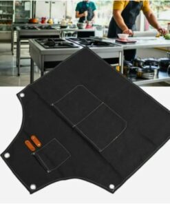 مريلة مطبخ شديدة التحمل بجيوب واسعة مصنوعة من قماش مقاوم للماء والحرارة، تصميم خلفي متقاطع قابل للتعديل للاستخدام في الطهي والمطبخ وصالونات الحلاقة والمطاعم للرجال والنساء