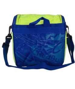 شنطة غداء معزولة تبريد تأتي مع حزام وجيبين جانبيين حمل حرارية محمولة للإستخدام الداخلي والخارجي لون أزرق وأصفر مادة صناعية