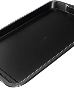 صينية خبز شديدة التحمل ومقاومة للحرارة حتى 260 درجة مئوية، صينية خبز آمنة للاستخدام في غسالة الأطباق، صينية فرن غير لاصقة، صينية خبز متينة، لون أسود