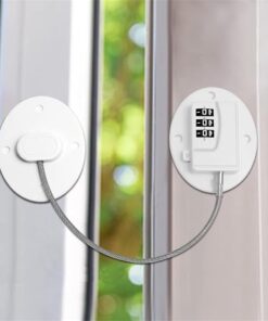 ختم نافذة متين بكلمة مرور ذاتي اللصق ومقاوم للاطفال للابواب والثلاجة والنوافذ والادراج، ختم رقمي صغير مدمج لمزيد من السلامة، لون ابيض