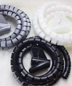 واقي سلك بتصميم حلزوني قابل للثني عالي الجودة يعمل كمنظم أسلاك الكمبيوتر الكهربائية وتنظيم الكابلات وواقي كابلات حلزوني بطول 2 متر وسمك 25 ملم