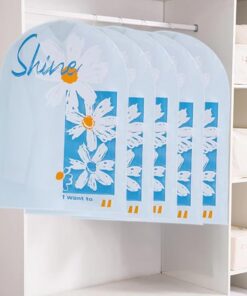 5 أغطية بلاستيك أكياس  للتخزين  أغطية بلاستيك للبدل مزودة سوسته، مقاومة للماء وشبه شفافة لحماية الملابس، مناسبة للبدل والمعاطف والجاكيتات والفساتين، مقاس 60 × 140 سم.