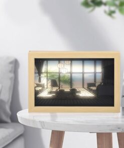 برواز صور فني بإضاءة ليد للتلوين الظلي، يعمل عبر منفذ USB مع 3 درجات إضاءة (دافئة، محايدة، بيضاء)، تصميم أنيق من الاكريليك والخشب مثالي للمنزل والمكتب والهدايا ، مقاس 30×22 سم