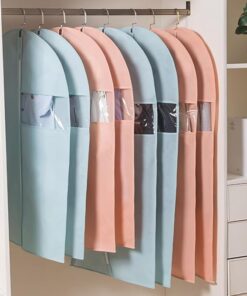 مجموعة من 5 اكياس ملابس للتخزين في الخزانة 60 × 100 سم، غطاء بدلة بلاستيكي بسحاب مقاوم للماء شبه شفاف للبدلات والقمصان والمعاطف والجاكيتات، واقي ملابس مقاوم للغبار بدون شماعة