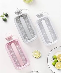 صواني مكعبات الثلج 2 في 1 محمولة مع 17 كرة شبكية وغطاء الجسم، قوالب مكعبات ثلج للمشروبات والقهوة والعصير سريعة التجميد مانعة للتسرب للمطبخ