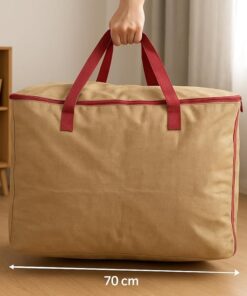 شنطة تخزين جامبو مقاومة للماء بسوستة ومقابض لغسيل الملابس وملايات السرير والملابس والتنقل والتسوق، شنطة منظمة قابلة للطي للسفر والاستخدام المنزلي، 70 × 50 × 30 سم