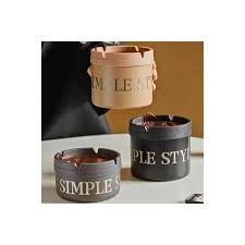 منفضة سجائر دائرية فاخرة من الستانلس ستيل مع غطاء بلاستيكي قلاب مقاوم للرياح للسيجار - صينية رماد محمولة للمنزل والمكتب والفناء وسطح الطاولة - ديكور خارجي متين للفندق والمطعم