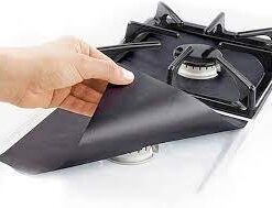 أغطية شعلة بوتاجاز متينة قابلة لإعادة الاستخدام من 5 قطع واقيات نطاق البوتاجاز ملحقات سطح المطبخ ة للتخصيص وغير لاصقة للغسل اليدوي ومقاومة للحرارة أسود الألياف الزجاجية