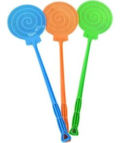 مضرب ذباب يدوي بلاستيكي، شديد التحمل بمقبض طويل ودائري للاستخدام الداخلي