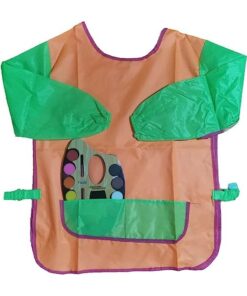 مريلة طلاء مقاومة للماء باكمام طويلة - استخدام متكرر، جيبان اماميان يسهل استخدامهما للحفاظ على الملابس وحمايتها من البقع عند التلوين واللعب بالالوان المائية لأطفال من سن 3 الي 12 سنه