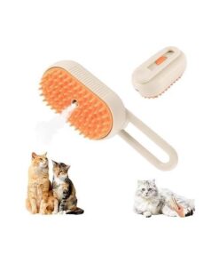 فرشاة بخار للحيوانات الأليفة 3 في 1 مع وظيفة التنظيف الذاتي – مشط لفك التشابك وتدليك لتقليل تساقط الشعر للكلاب والقطط، قابلة للشحن