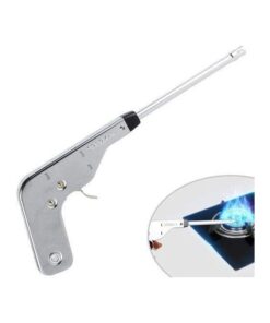 ولاعة غاز إلكترونية عالية المتانة – 30000 طلقة إشعال طويلة الأمد لموقد الغاز، الفرن، والشواء – قابلة لإعادة الملء، خالية من اللهب، مع مقبض أمان – فضي