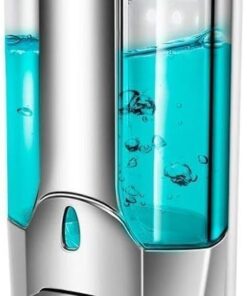 موزع صابون سائل  يثبت على الحائط يعمل بالضغط اليدوي للحمام والمطبخ والشامبو واللوشن والشامبو واللوشن، حاوية شفافة قابلة لاعادة الملء، حل تنظيف صحي، استخدام عصري للمنزل والمكتب