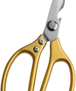 مقص مطبخ من الفولاذ المقاوم للصدأ، مقص دواجن متين للحوم والفراخ والمأكولات البحرية والخضروات والأعشاب والشواء، أداة مطبخ متعددة الوظائف مع فتاحة زجاجات (ذهبي)