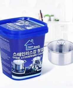 معجون تنظيف الفولاذ المقاوم للصدأ  متعدد الاستخدامات وتلميع الأسطح بسرعة، يزيل البقع الصعبة والشحوم والأوساخ من الأفران وأواني الطهي والحلل والمقالي وأدوات المطبخ، سهل الاستخدام، متعدد الألوان