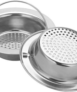 مصفاة حوض كبيرة من الاستانلس المقاوم للصدأ  مع مقبض، سدادة فلتر سلة تصريف المطبخ، مصفاة نفايات انسداد الطعام، مصفاة حوض شبكية للمطبخ والحمام، حجم فتحة الحوض 85 ملم إلى 10 ملم