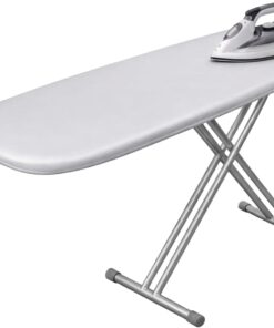 غطاء طاولة الكي مبطن بطبقة عاكسة للحرارة مع حافة قابلة للتمدد، تصميم متين قابل للغسل يعزز كفاءة الضغط ونتائج سلسة للاستخدام المنزلي، 140 × 50 سم، فضي