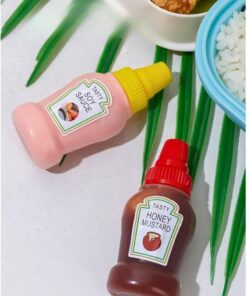 زجاجة ضغط محمولة لحفظ الصوص والكاتشب وتتبيلات السلطة، زجاجة للسفر واللانش بوكس والاستخدام المدرسي، زجاجات سفر من بلاستيك آمن للطعام ومادة خالية من مادة البيسفينول أ، عبوة من قطعتين، 25 ملليلتر