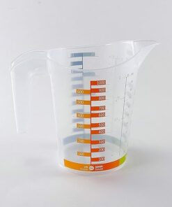 برطمان معايرة 1000 مل، 1 لتر، بلاستيك امن وصحي ونقي وقوي للغاية ومدرج بـ3 الوان لسهولة القراءة