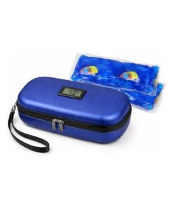 حقيبة سفر محمولة لتبريد الأنسولين، مزودة بشاشة عرض درجة الحرارة، مقاومة للماء، لتنظيم وتخزين الأدوية الطبية، لحماية أدوية مرضى السكري، حقيبة حمل صغيرة الحجم وآمنة للاستخدام اليومي في الهواء الطلق وحالات الطوارئ، لون أزرق.