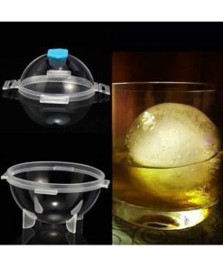 صانع مكعبات الثلج الكرة قالب مكعبات الثلج قالب سيليكون صانع كرات الثلج والكوكتيل قالب دائري بغطاء بسداده،صينية كبيرة،4قطع (سداده ,أزرق فاتح)