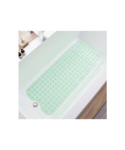 سجادة حمام مانعة للانزلاق مزودة بأكواب شفط، سجادة استحمام آمنة، شفافة، مقاومة للماء، مصنوعة من مادة PVC ناعمة، واقي للأرضية، تصميم مضاد للانزلاق لحوض الاستحمام، 100 فى 40 سم، للاستخدام المنزلي الصحي (أخضر)