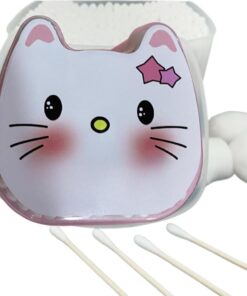 صندوق خشبي صديق للبيئة مسحات قطنية مدببة - اعواد عضوية مزدوجة الجوانب ملفوفة بإحكام باطراف دقيقة عصا ورقية ناعمة ولطيفة 150 قطعة