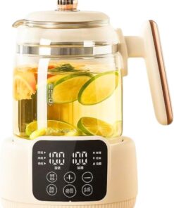 غلاية شاي كهربائية زجاجية بشاشة رقمية بسعة 1.5 لتر وشاشة تعمل باللمس وخاصية التحكم في درجة الحرارة ومؤقت 800 واط وستة برامج ذكية تسخين سريع امن للاستخدام في المطبخ الحديث