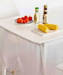 مفرش طاولة بلاستيكي شفاف مضاد للتسرب عالي الجودة للاستعمال مرة واحدة، مفرش طاولة مزخرف لجميع أشكال الطاولات مثالي للحفلات والمناسبات، 10 قطع، مقاس 2 متر × 2 متر