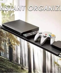 حامل تخزين قابل للطي لجهاز الراوتر، رف علوي بلاستيكي لشاشة التلفزيون، منظم مكتبي لجهاز الراوتر والمودم وجهاز التحكم عن بعد وجهاز الاستقبال، موفر للمساحة، حامل عرض متحرك، أسود