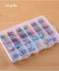 صندوق تخزين بلاستيكي صديق للبيئة منظم للبراغي والمجوهرات والحلقان والخرز، صندوق 24 فتحة مقصورة وفواصل، حجم كبير، شفاف