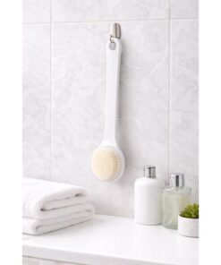 فرشاة استحمام طويلة المقبض، ذات وجهين، لتقشير الجسم بشعيرات ناعمة وعقد تدليك لتنظيف عميق للبشرة، أداة تقشير الظهر، مقبض مانع للانزلاق، ألوان عشوائية، فرشاة للعناية بالجسم 30 سم