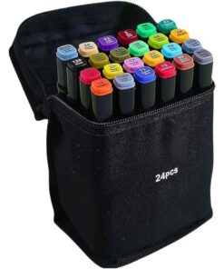 مجموعة أقلام تحديد ملونة برأس مزدوج مع طرف دقيق وطرف إزميل للتلوين والفن والرسم والخط العربي