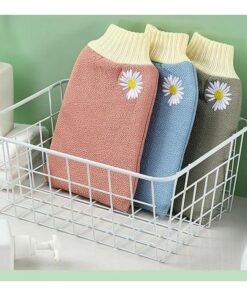 قفازات استحمام قطعة واحدة قوية لفرك الطين والغبار، قفازات تقشير عميق، لإزالة الجلد الميت، قفازات تقشير للجسم، بألوان عشوائية